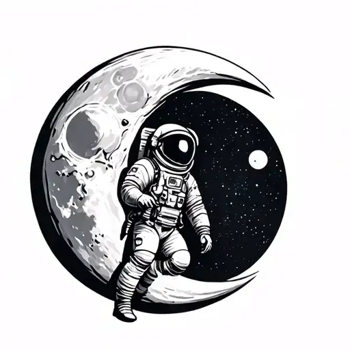 Astronaut On Half Moon