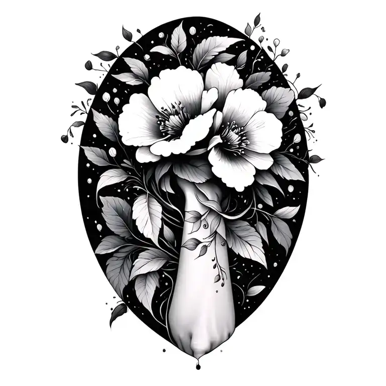 Abstract Paint Lines With Flowers Wrapping Around Arm