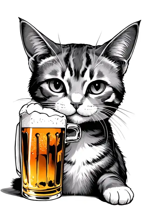 Anime Cat Drinking Beer