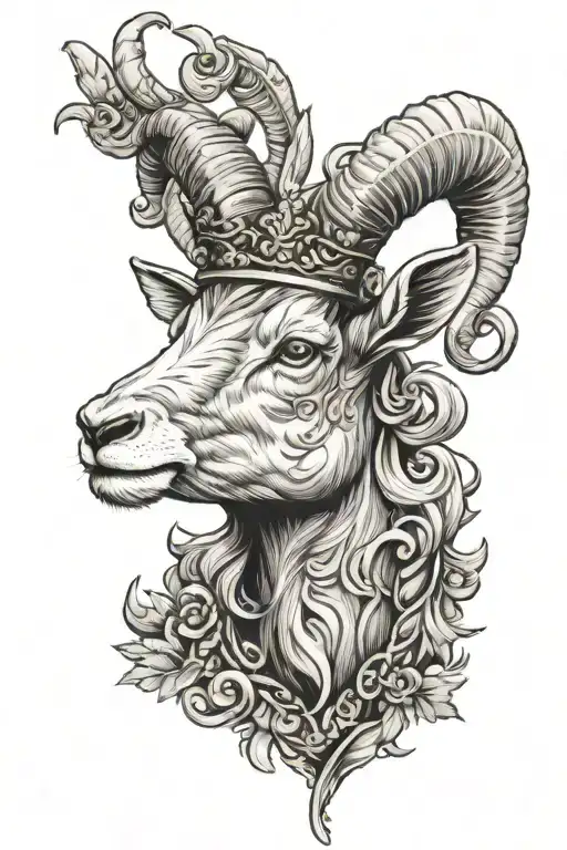 Aries Goat And Crown Gold