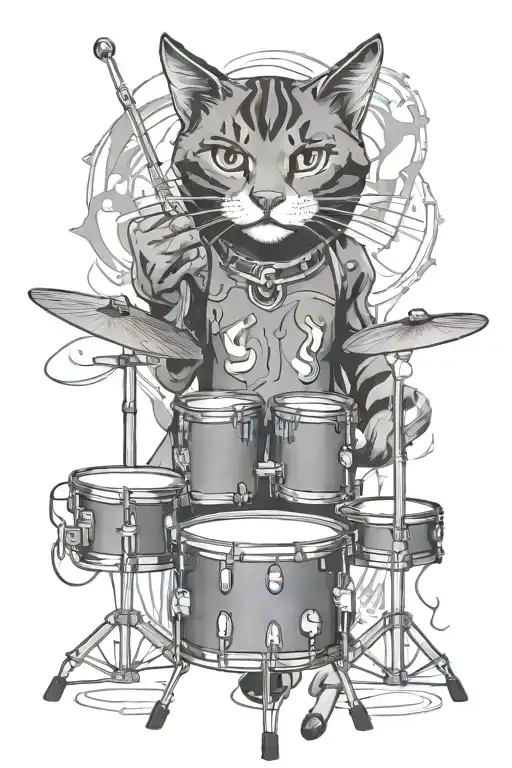 Drumkit And Cat