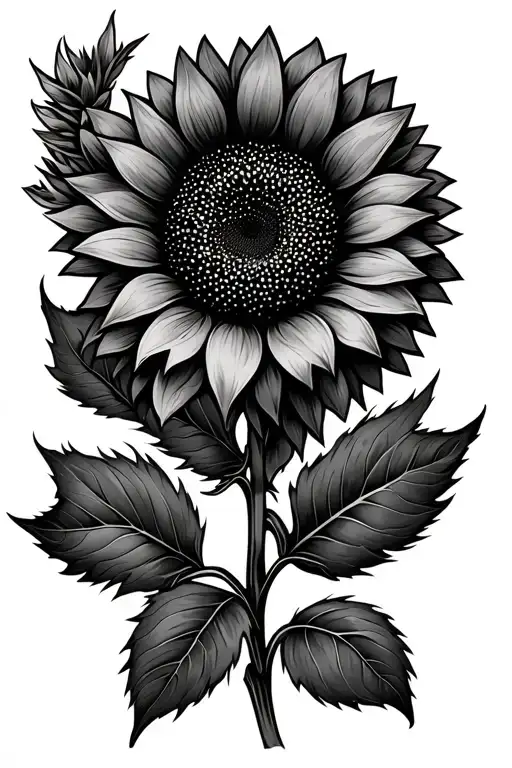 Sunflower With Leaves Intertwined