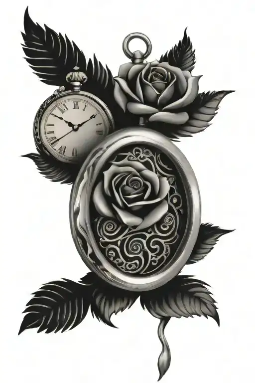 Rose Pocket Watch With New Zealand Tribal Silver