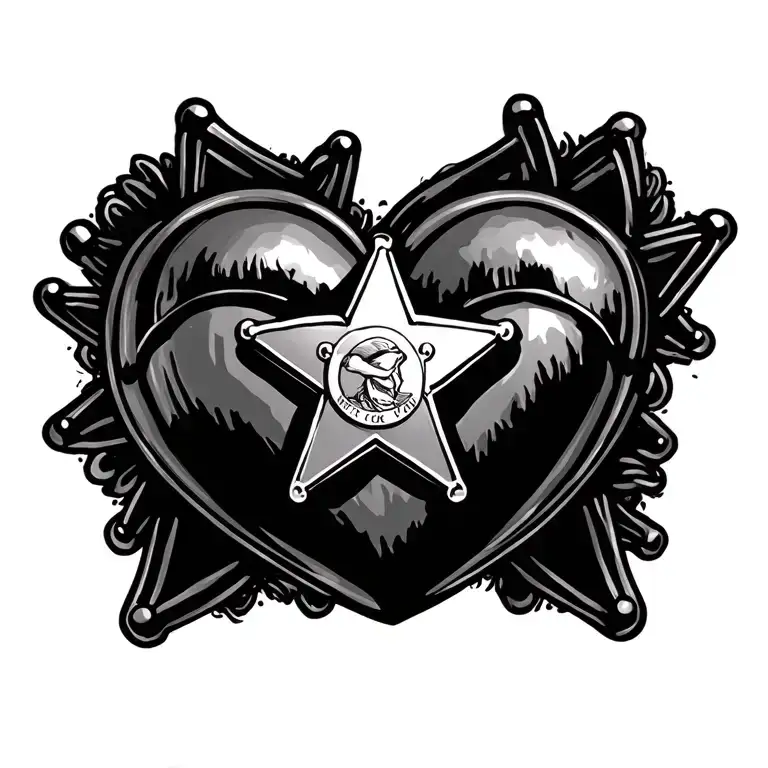 Real Heart With Deputy Sheriff Badge Intertwined