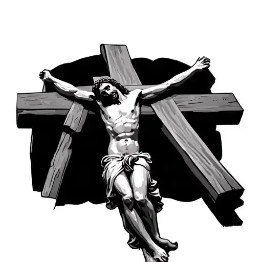 Jesus Hanging On The Cross With Full Cross In View