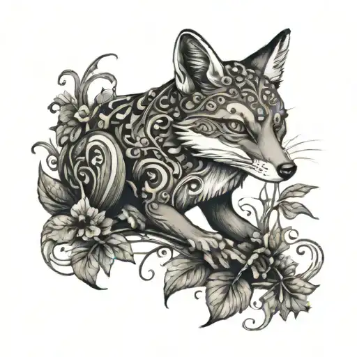 Fox And Frog With Leaves And Vines