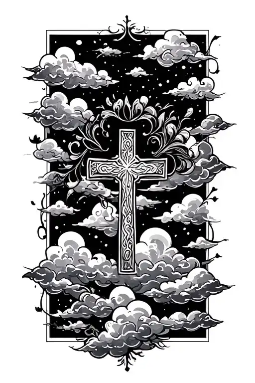Cross Silhouette And Clouds