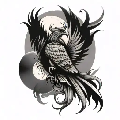 Phoenix And Full Moon Rising