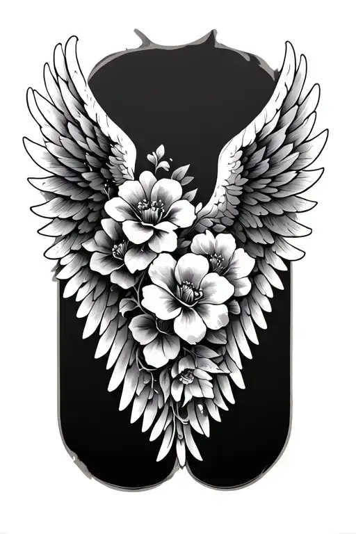 Angel Wing With Flowers