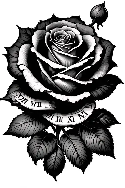 Rose With Roman Numerals And Words