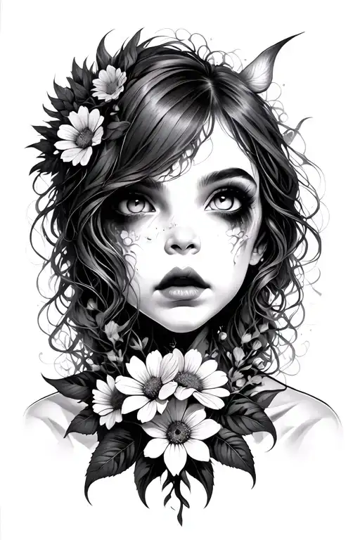 Monster Girl With Flowers Growing From Her Throat