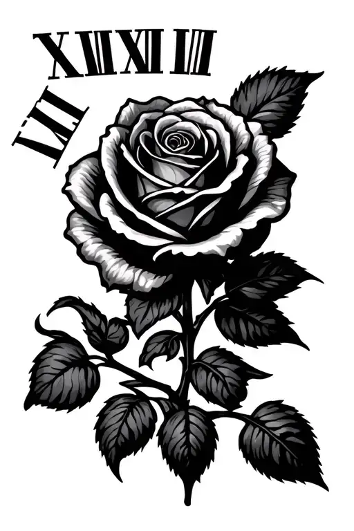 Rose With Roman Numerals Above It