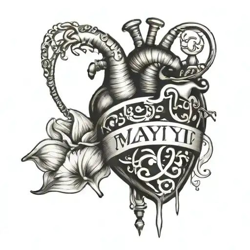 A Heart Pierced With The Name Mayi I Love You