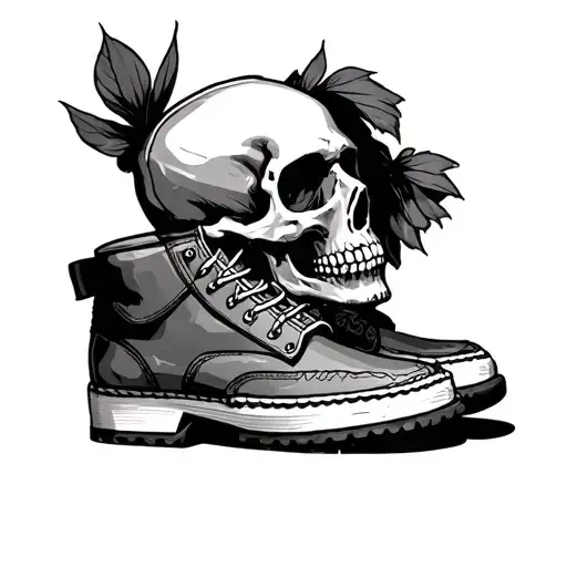 Skull Wearing Cortes Shoes