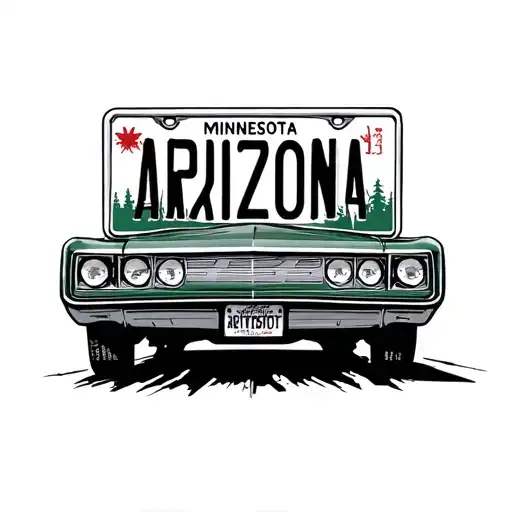 Car License Plate Half Minnesota Half Arizona