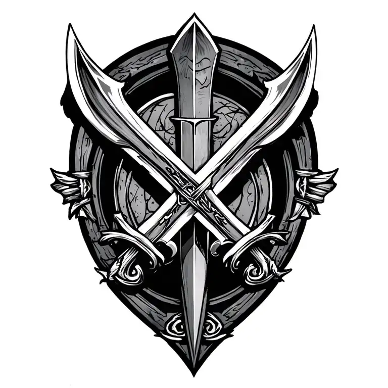 Scimitar Crossed At 45