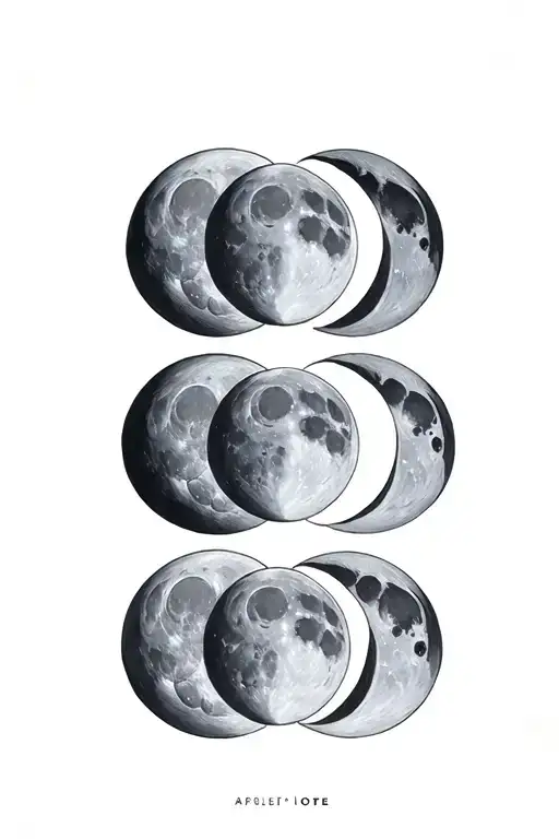 Different Moon Phases In A Line