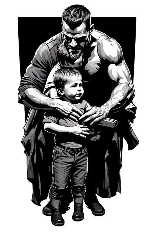 Father Protecting Son