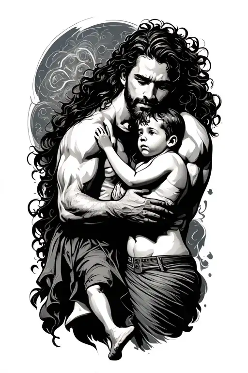 Father Protecting Son