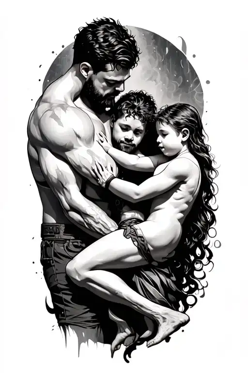 Father Protecting Son