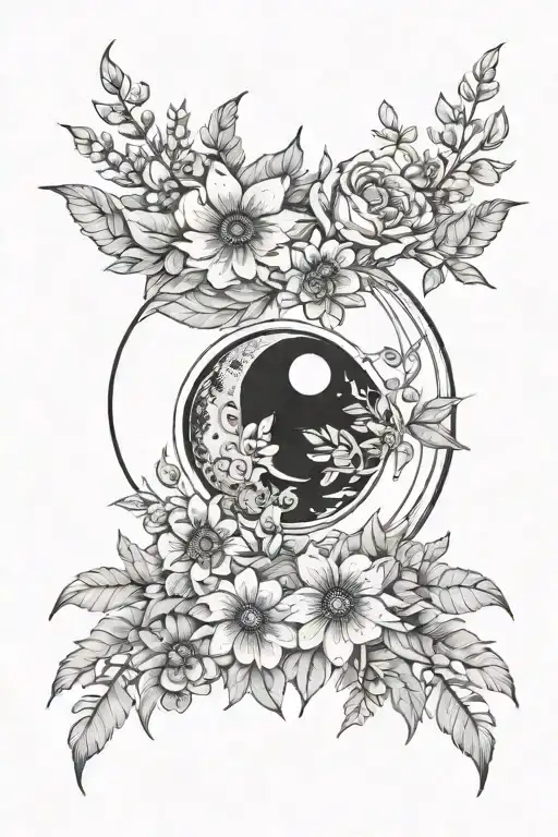 Boho Moon And Flowers Wrapped