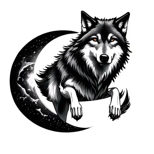 Wolf And Moon