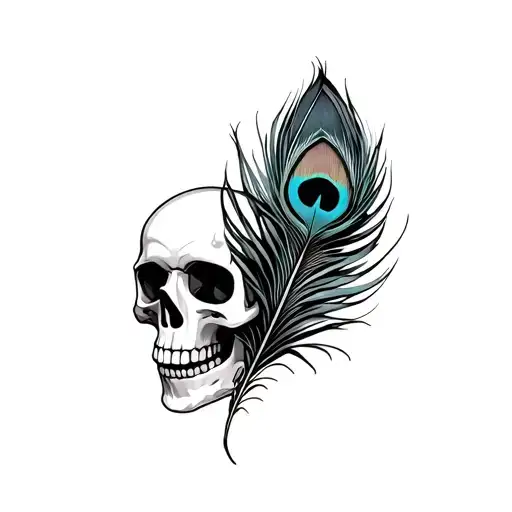 Skull With A Peacock Feather