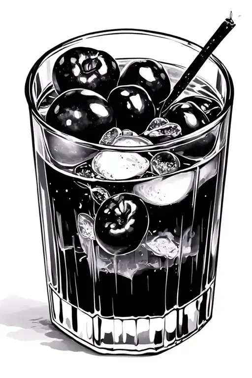 Generate Me A Simple Vodka Cranberry In A Glass Line Art