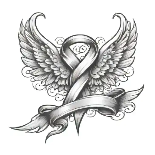 Breast Cancer Ribbon With Wings