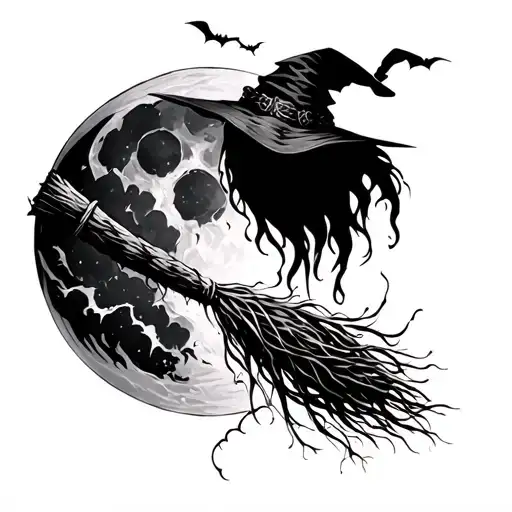 Witches Broom In Front Of Moon