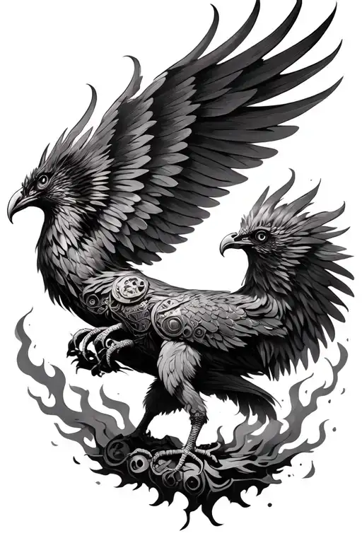 Steampunk Phoenix Rising From The Ashes