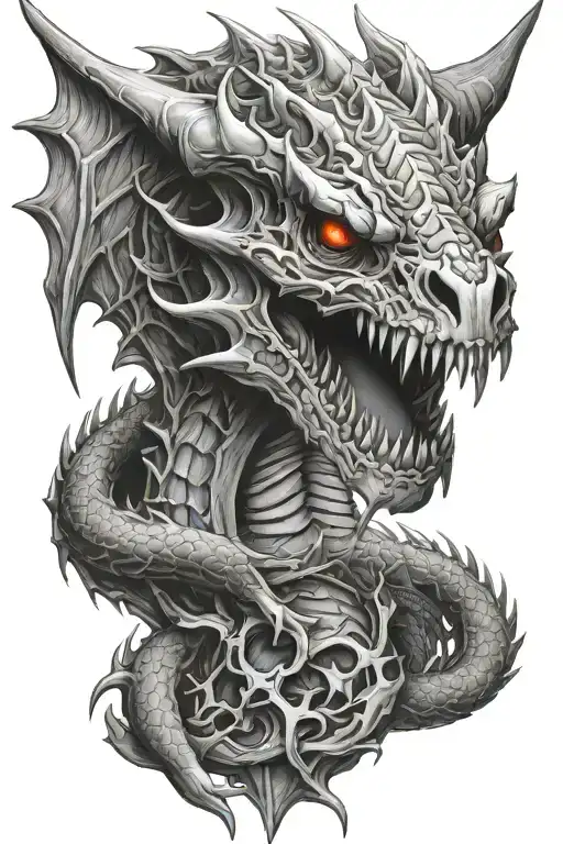 Dragon Skull Tattoo Design