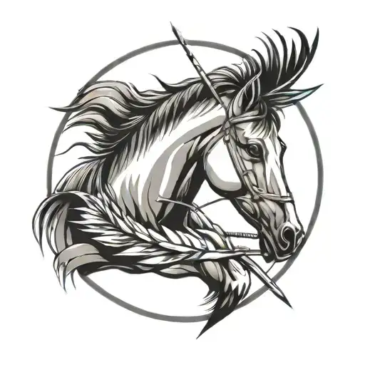 Horse And Arrow Inside A Circle