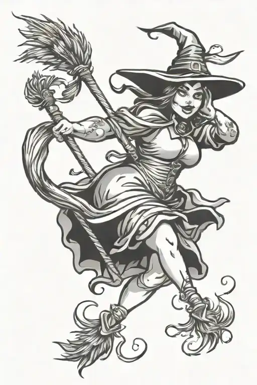 Chubby Witch Pole Dancing On A Broomstick