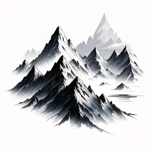 Abstract Greyscale Mountains Shoulder