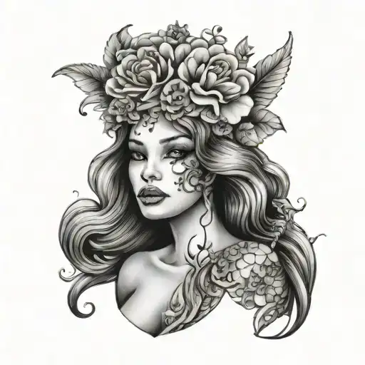 Mermaid Body With Floral Face