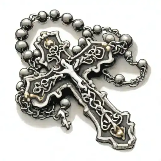 Cross With Rosary Wrapped