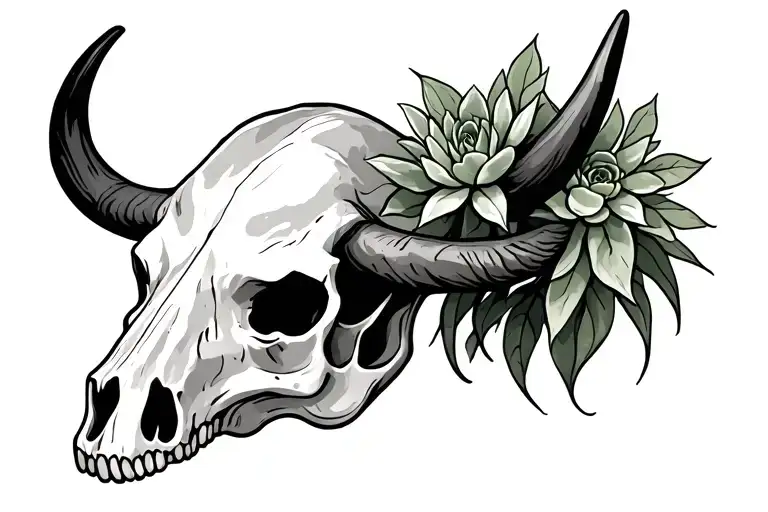 Bull Scull With Succulants