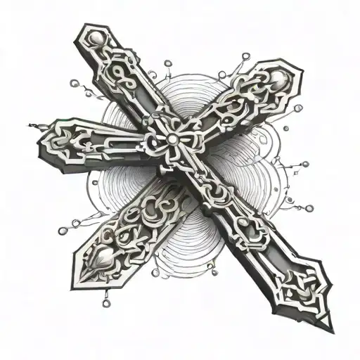 Minimalist Cross With Rosary Wrapped