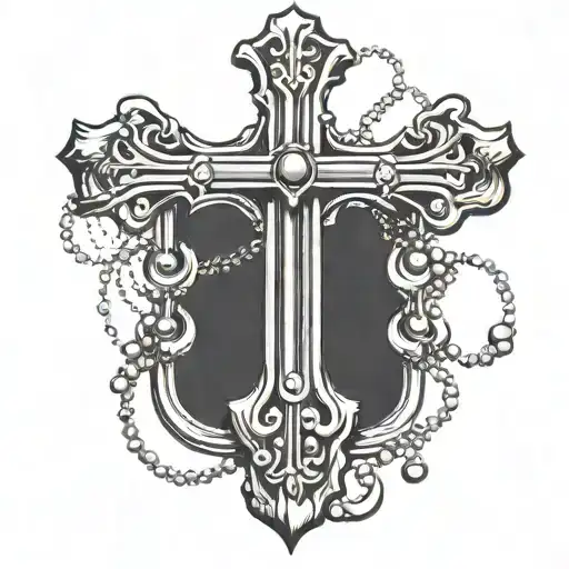 Minimalist Cross With Rosary Wrapped