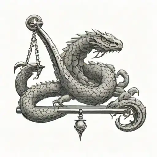 Scales Balancing Life With Snace Cyrcling Around And Scorpion