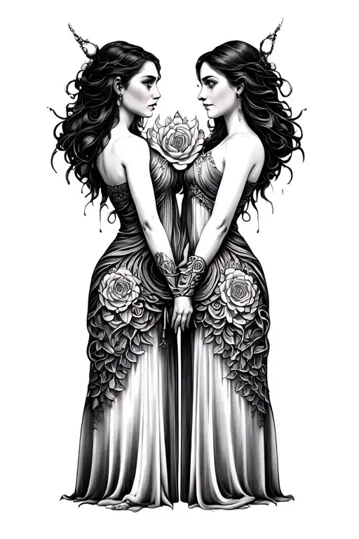 Gemini Sisters Facing Each Other