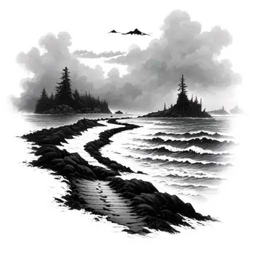 A Path Winding Into A Foggy Ocean