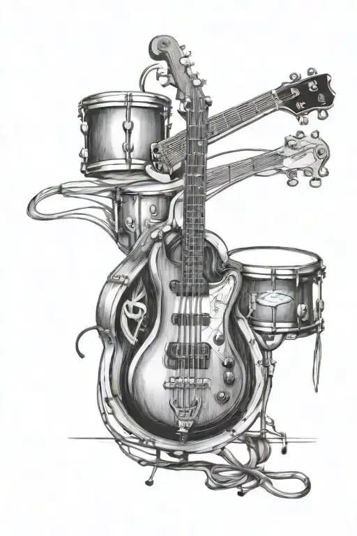 Bass Guitar And Drums Mixed