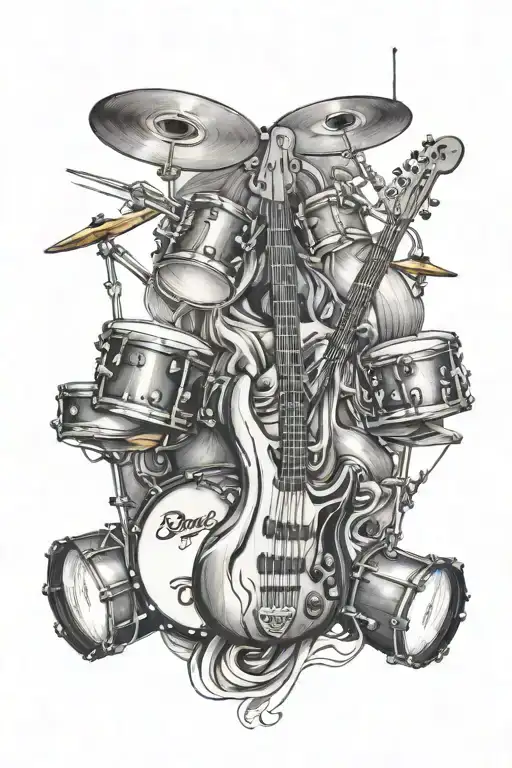 Bass Guitar And Drums Mixed Together