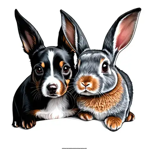 Dog And Rabbit Holding