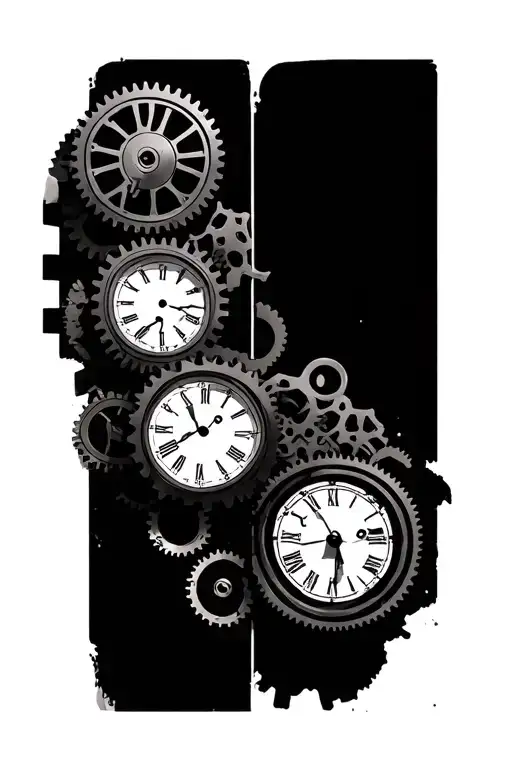 Gears And Clocks Side By Side