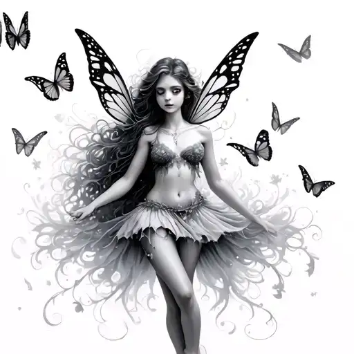 Fairy With Butterflies Flying