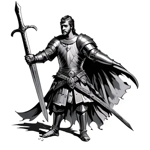 Roman Knight Holding A Sword