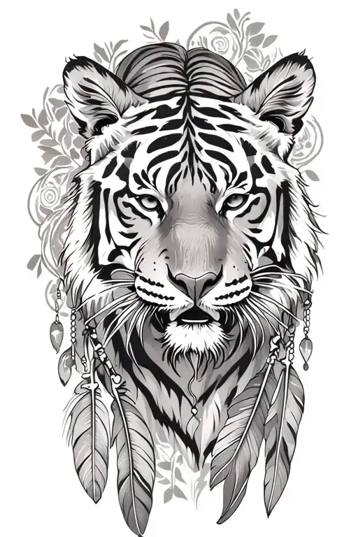 Tiger With Feathers Dangling
